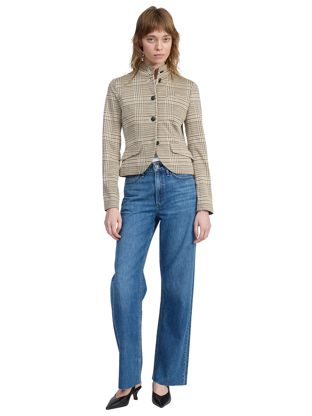 Slade Cropped Ponte Blazer Tan Multi