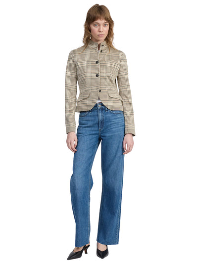 Slade Cropped Ponte Blazer Tan Multi