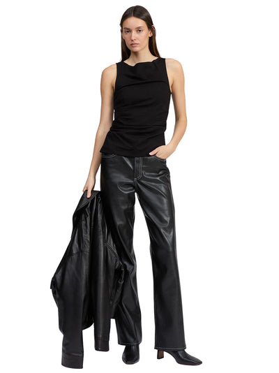Irina Ponte Shirred Tank Black
