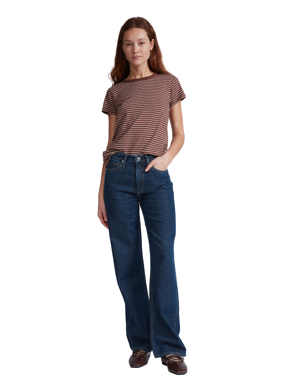 The Slub Striped Tee Brown Multi