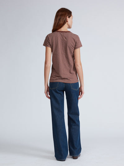 The Slub Striped Tee Brown Multi