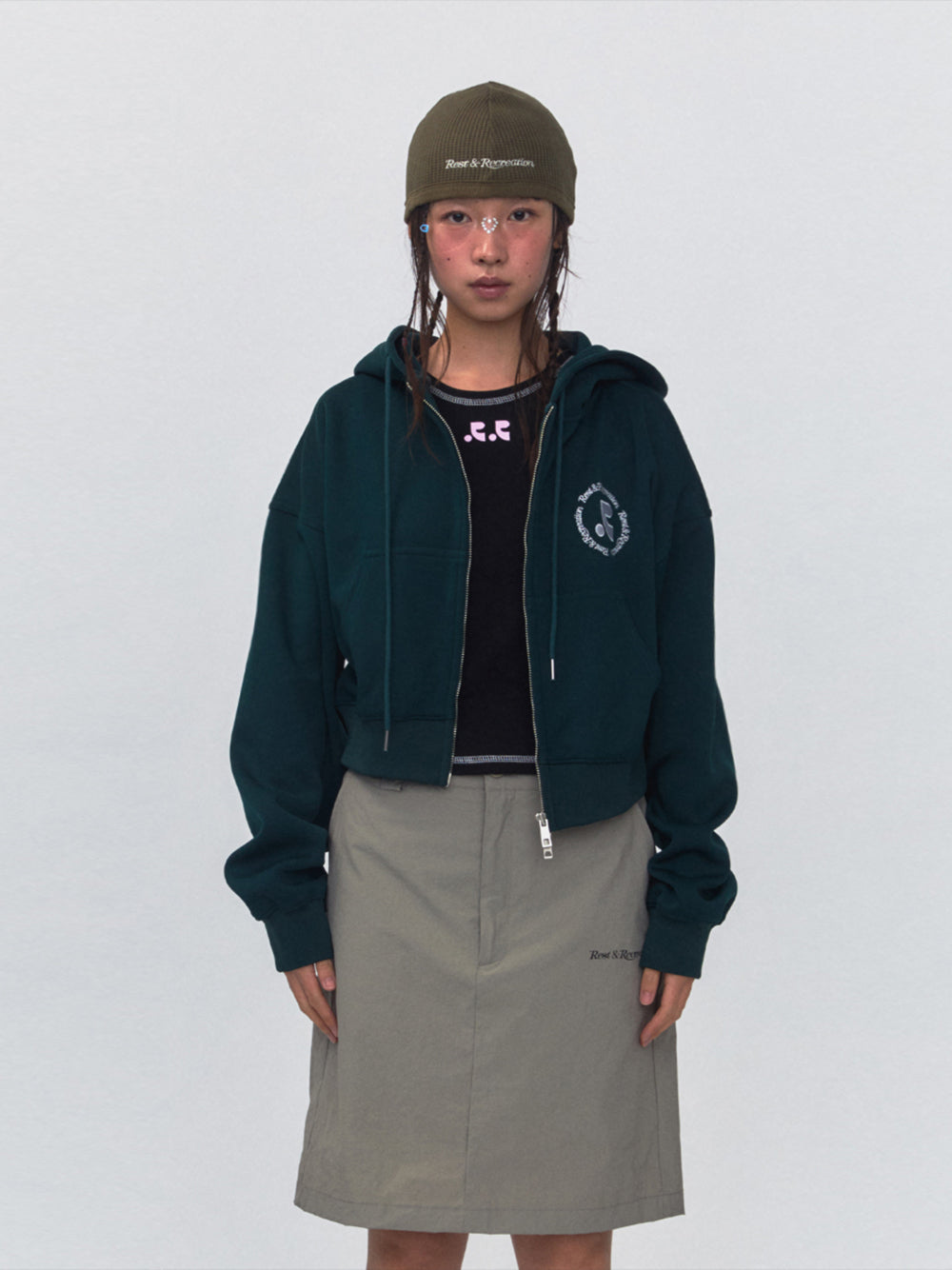 RR 2Way Zip-Up Hoodie (Dark Green)