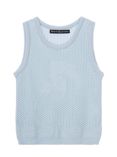 RR Logo Crochet Knit Top (Sky Blue)