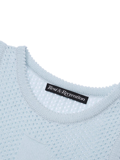 RR Logo Crochet Knit Top (Sky Blue)