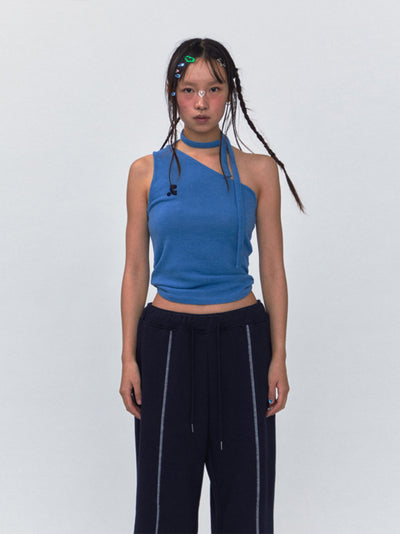 RR One Shoulder Tie Top (Blue)