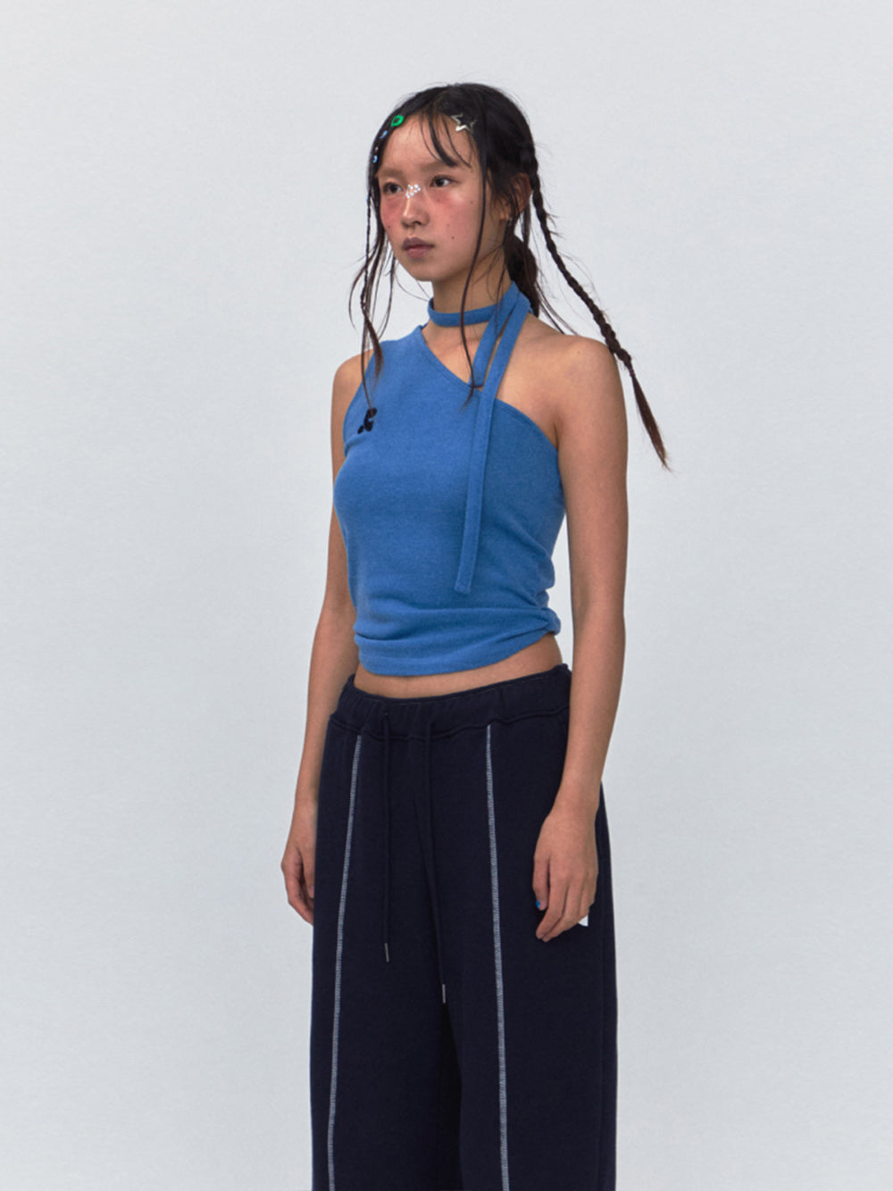 RR One Shoulder Tie Top (Blue)