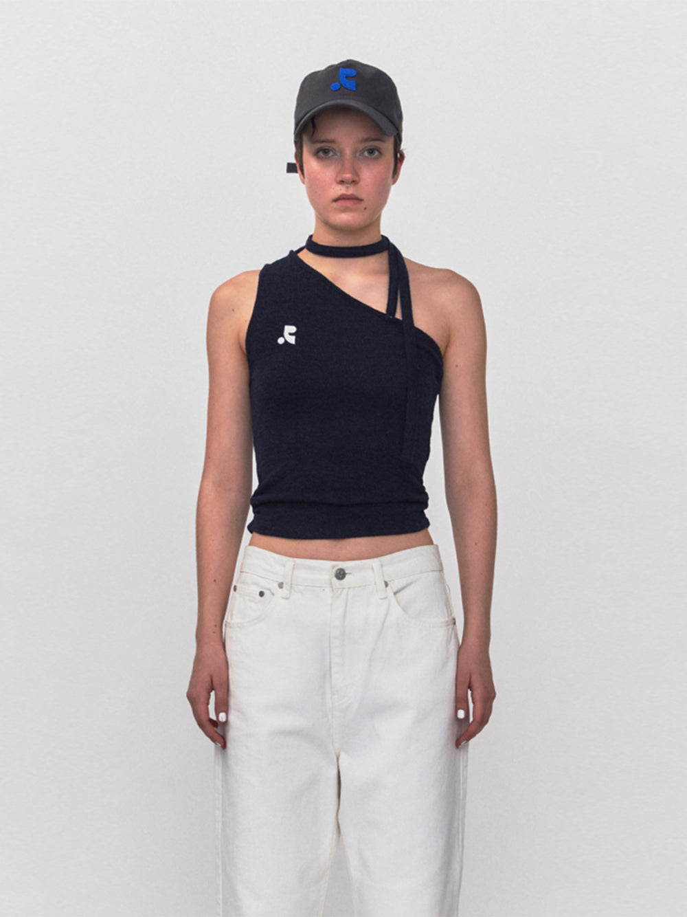 RR One Shoulder Tie Top (Navy)