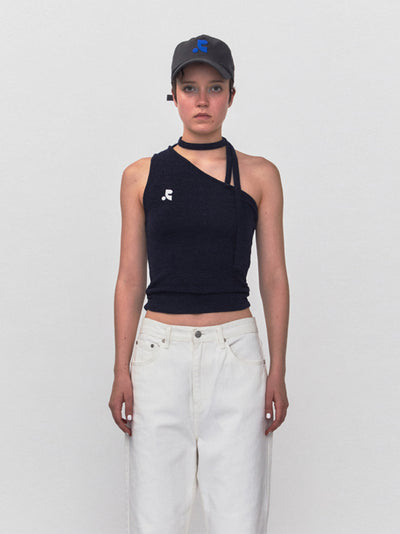 RR One Shoulder Tie Top (Navy)