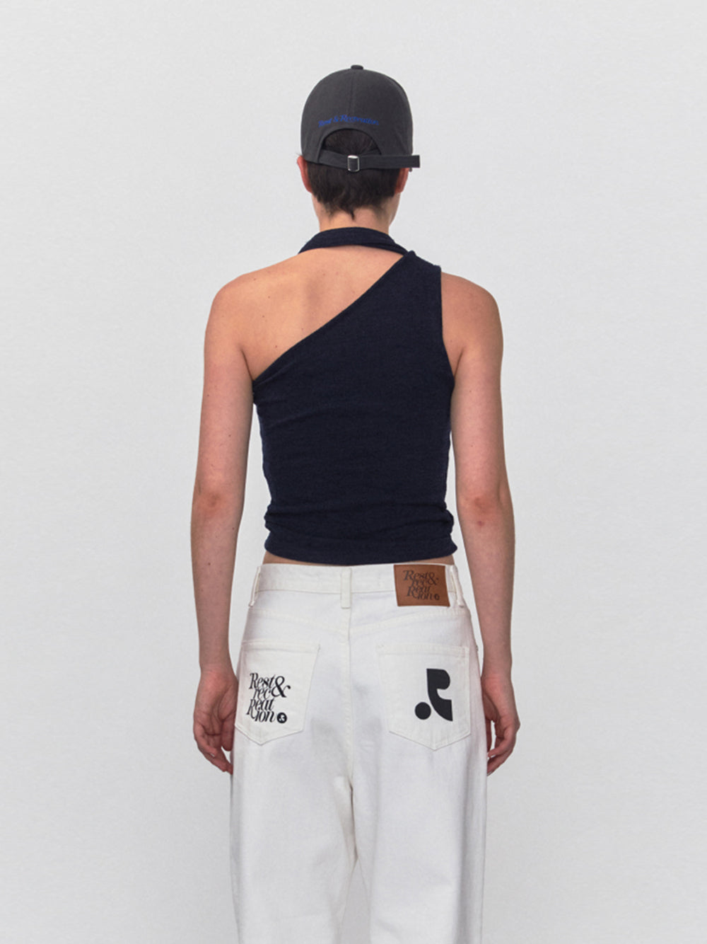 RR One Shoulder Tie Top (Navy)