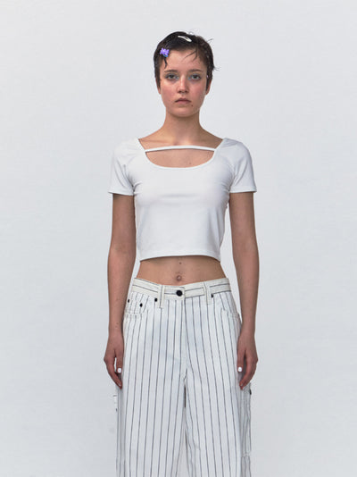 RR Strap Crop Top (White)