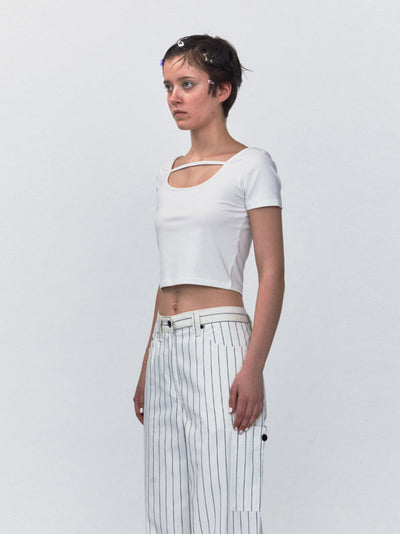 RR Strap Crop Top (White)