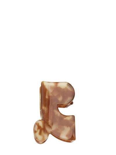 Logo Hair Clip (M) (Brown)