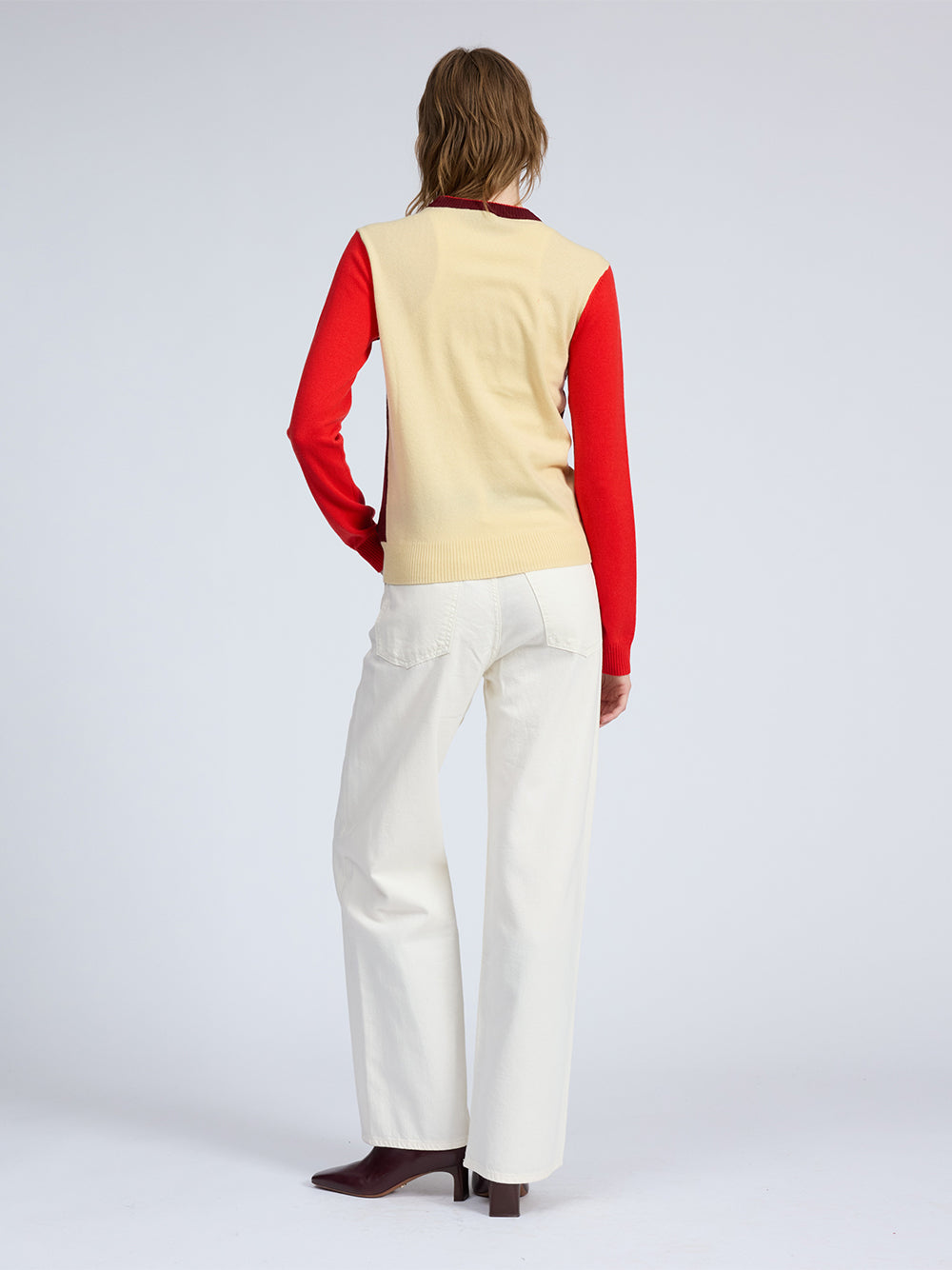 Taron Colorblock Wool Sweater (Burgundy Multi)