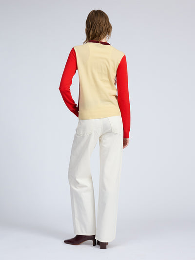 Taron Colorblock Wool Sweater (Burgundy Multi)