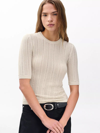 Francesca Merino Short Sleeve Sweater Oatmeal