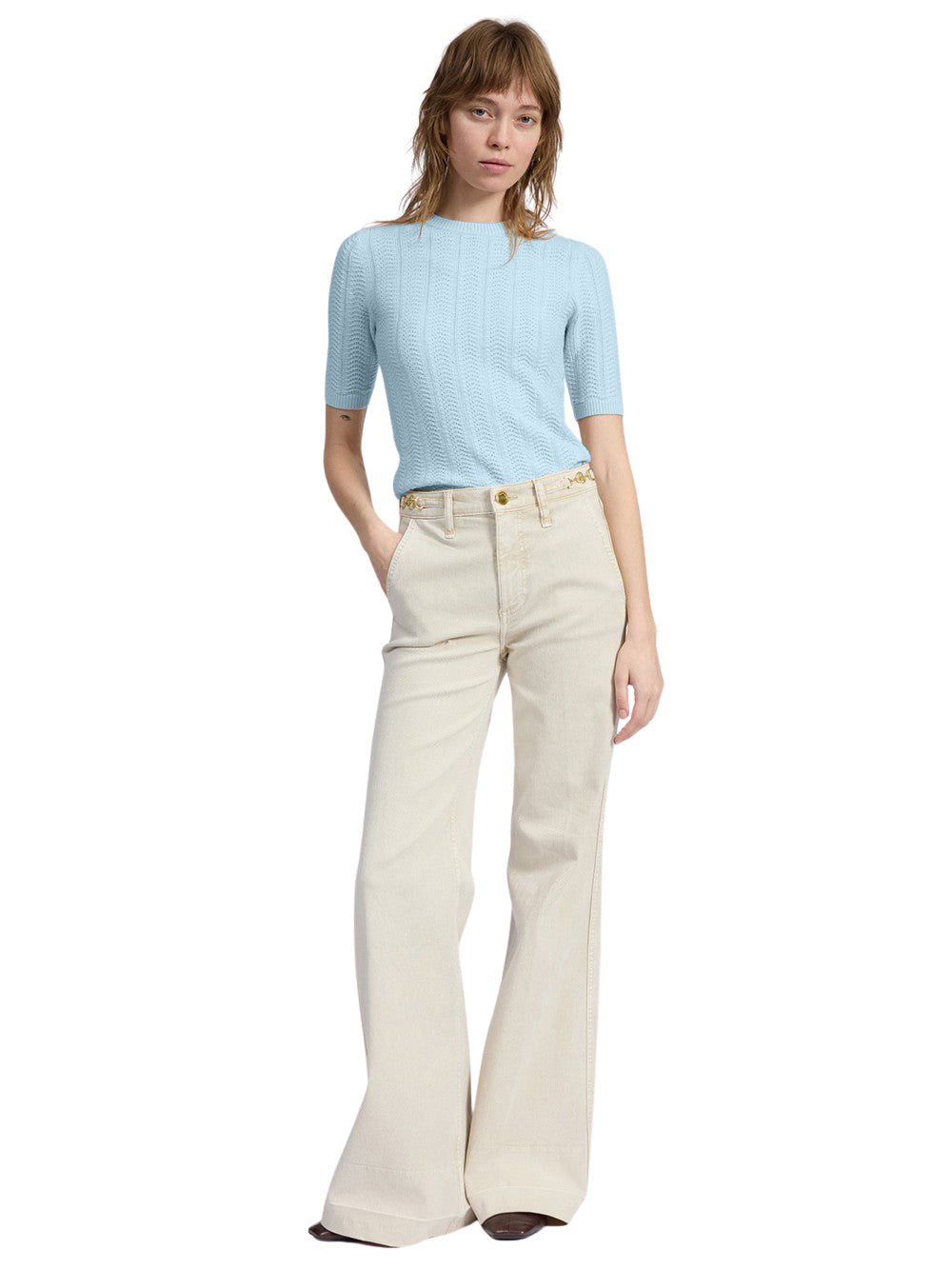 Francesca Merino Short Sleeve Sweater Sky Blue