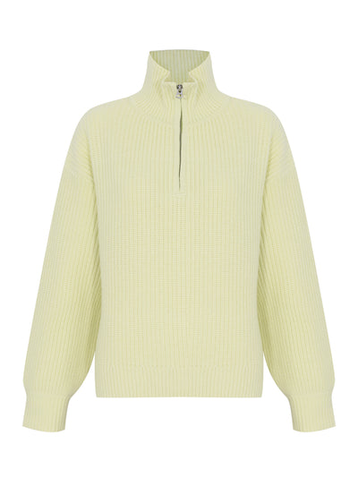Julie Wool Half Zip Sweater Ltgrn
