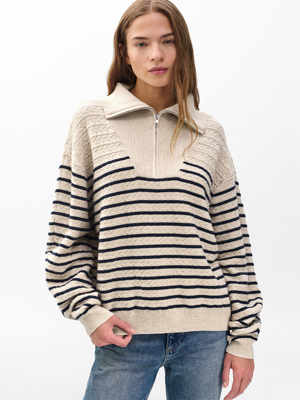 Natalia Cashmere Half Zip Oatmt