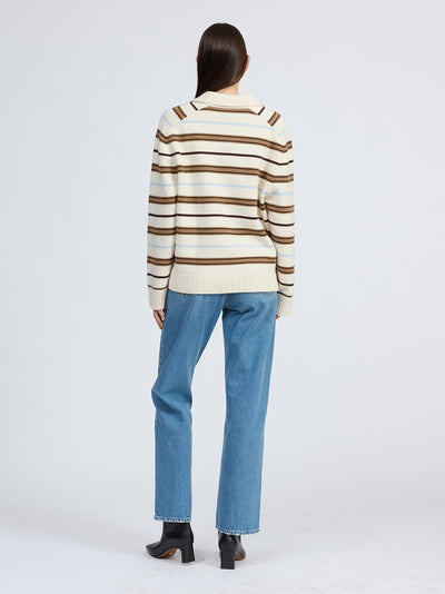Peggy Striped Oversized Cardigan (Ivory Multi)