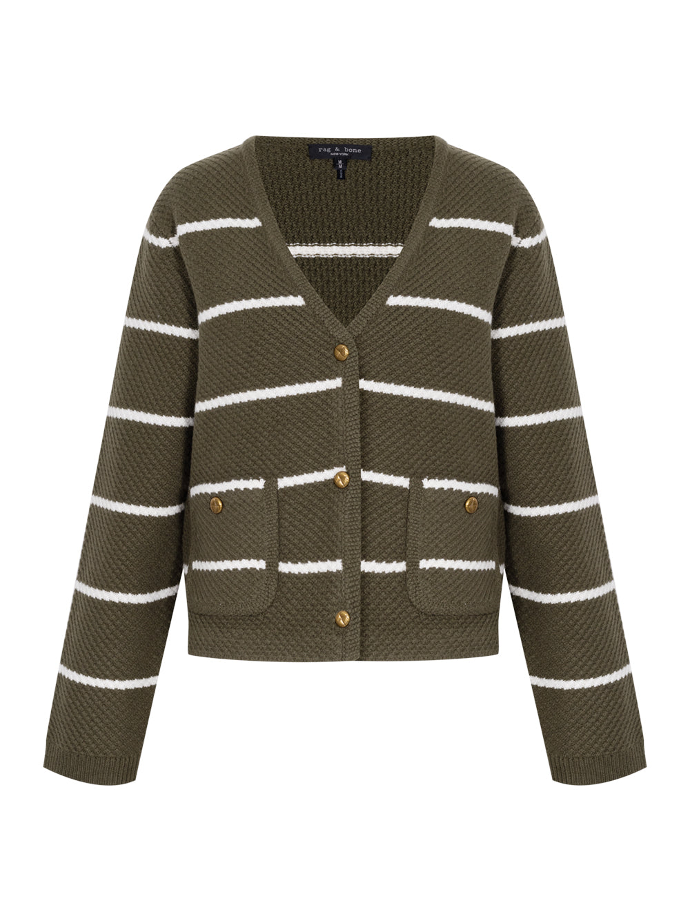 Peggy Striped Wool V Cardigan Armmt