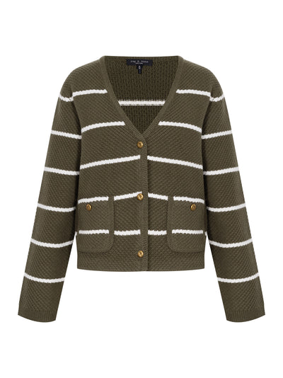 Peggy Striped Wool V Cardigan Armmt