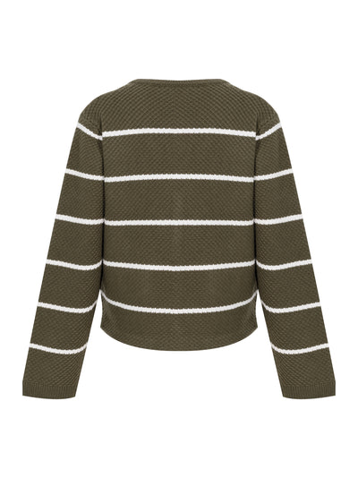 Peggy Striped Wool V Cardigan Armmt