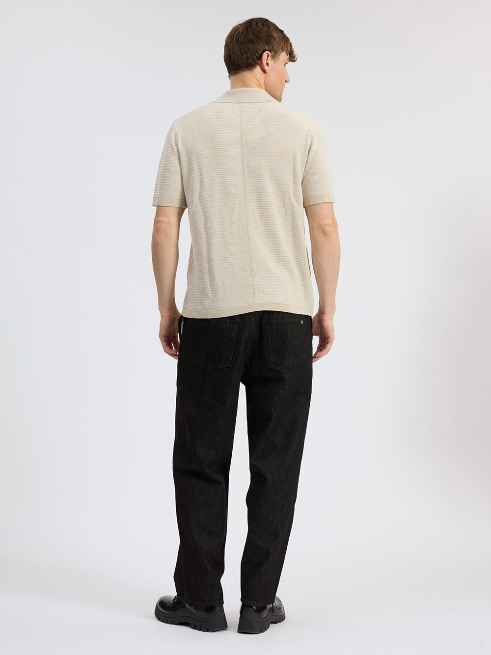 Harvey Knit Johnny Collar Polo (Desert Sand)