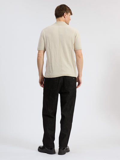 Harvey Knit Johnny Collar Polo (Desert Sand)