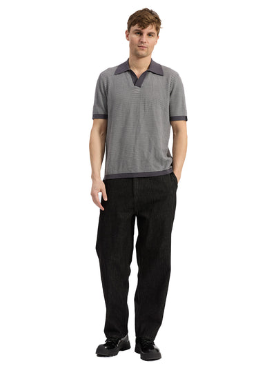 Harvey Knit Johnny Collar Polo Wet Iron