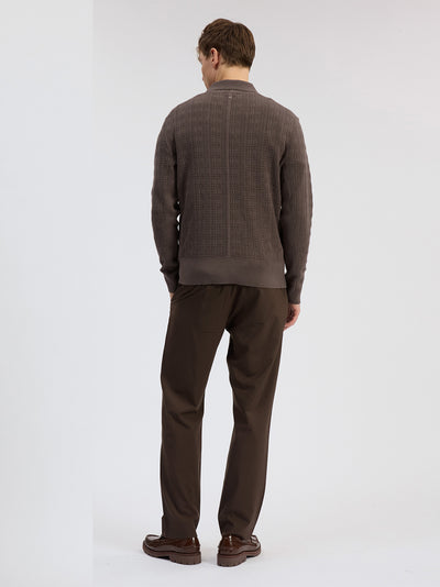 Harvey Plaid Johnny Collar Polo Brown