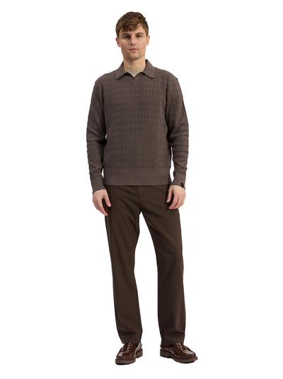 Harvey Plaid Johnny Collar Polo Brown