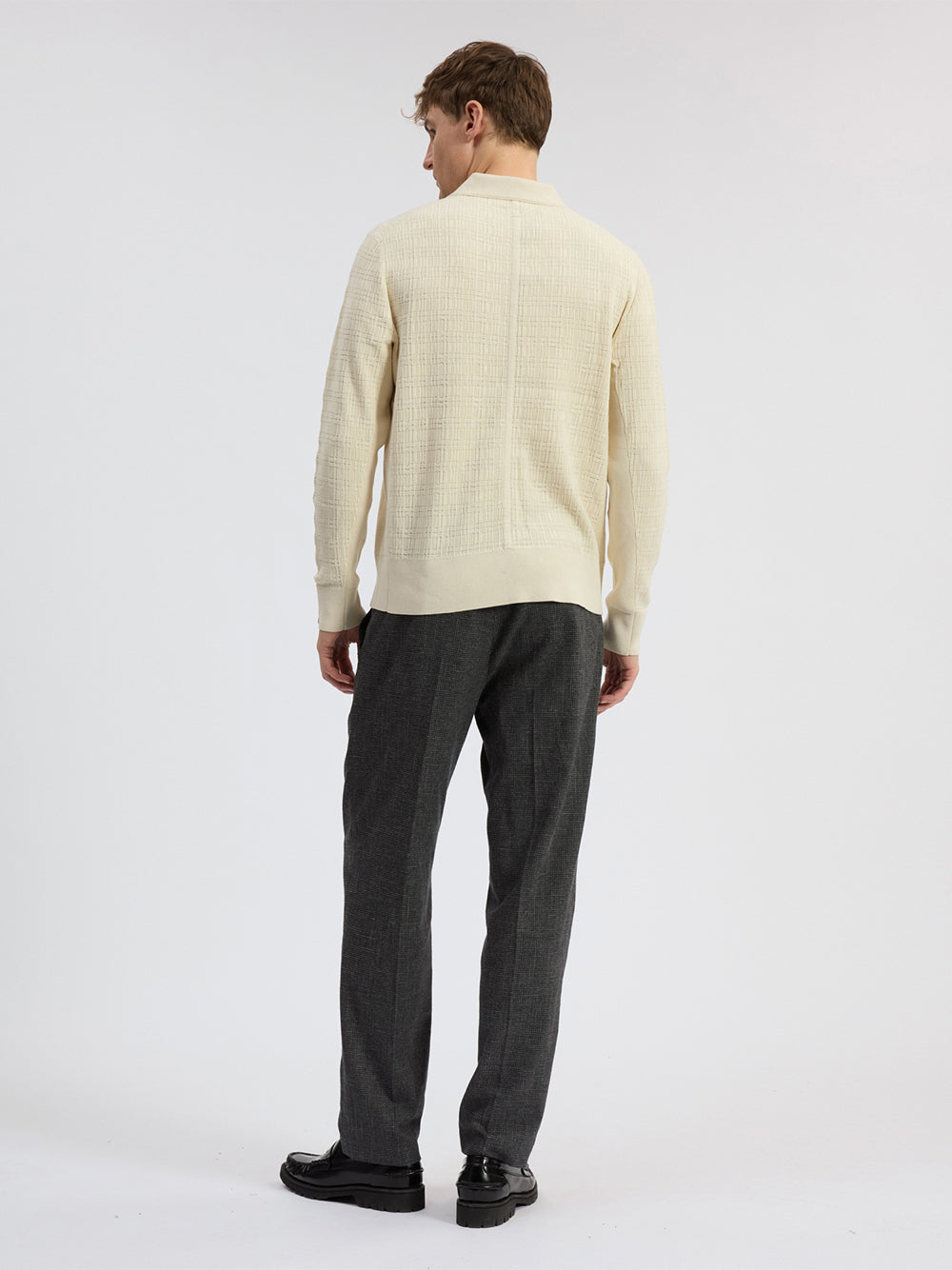 Harvey Plaid Johnny Collar Polo Ivory