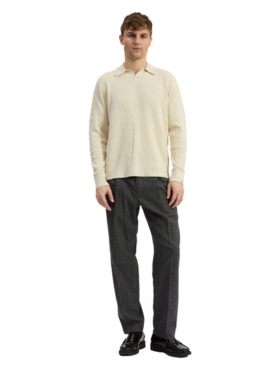 Harvey Plaid Johnny Collar Polo Ivory