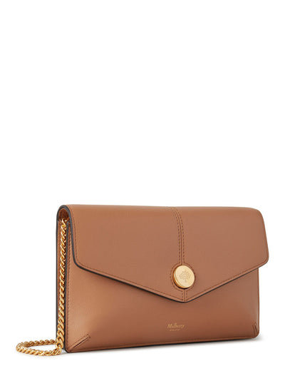 Press Stud Pochette On Chain Sable