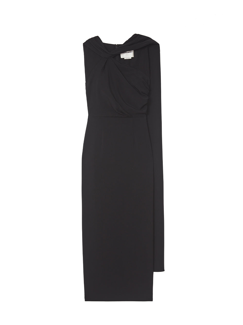 Asymmetric Stretch Cady Midi Dress Black