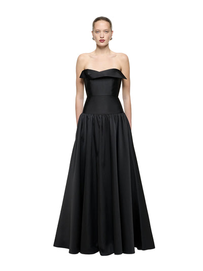 Strapless Taffeta Gown Black