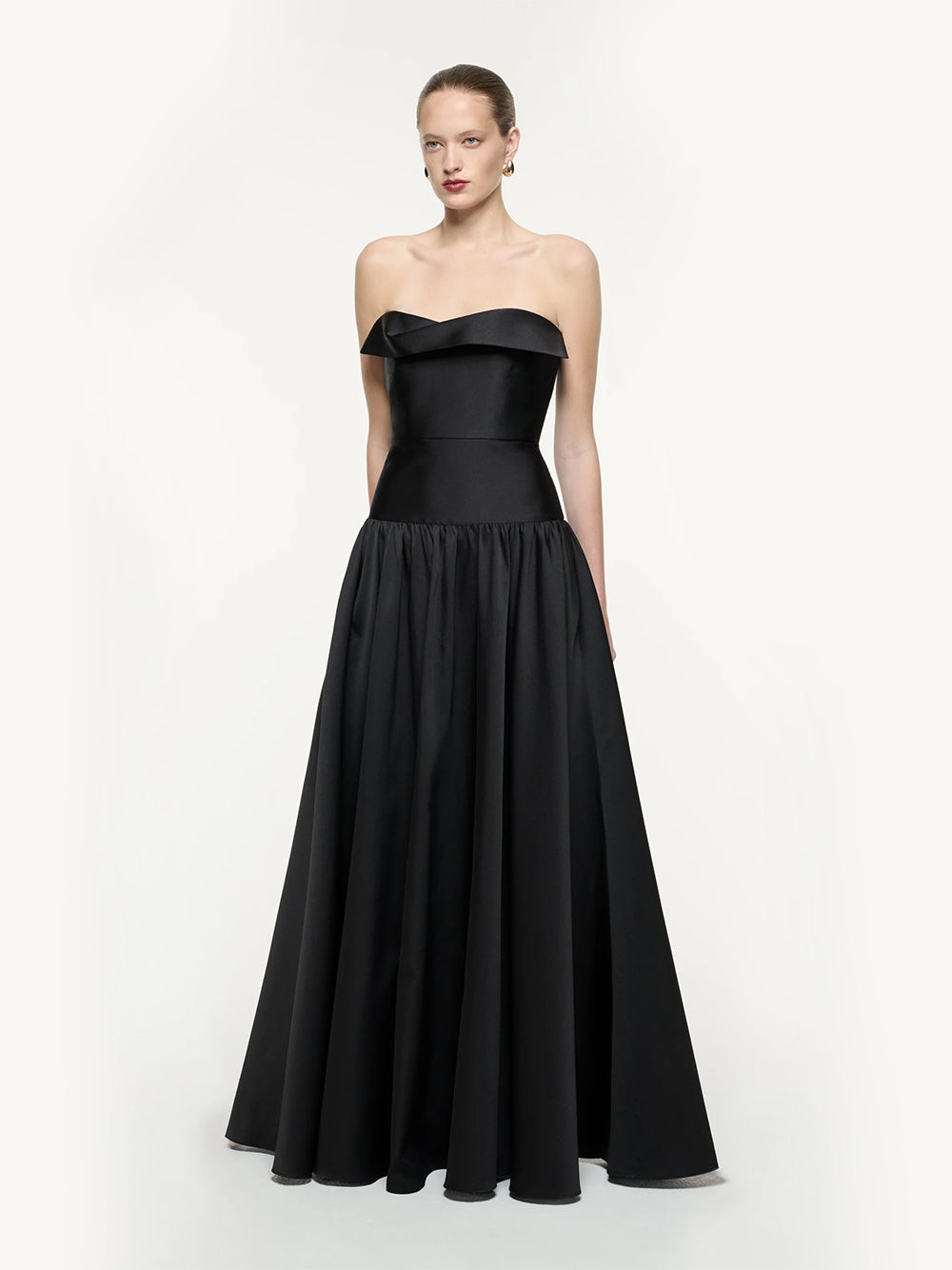 Strapless Taffeta Gown Black