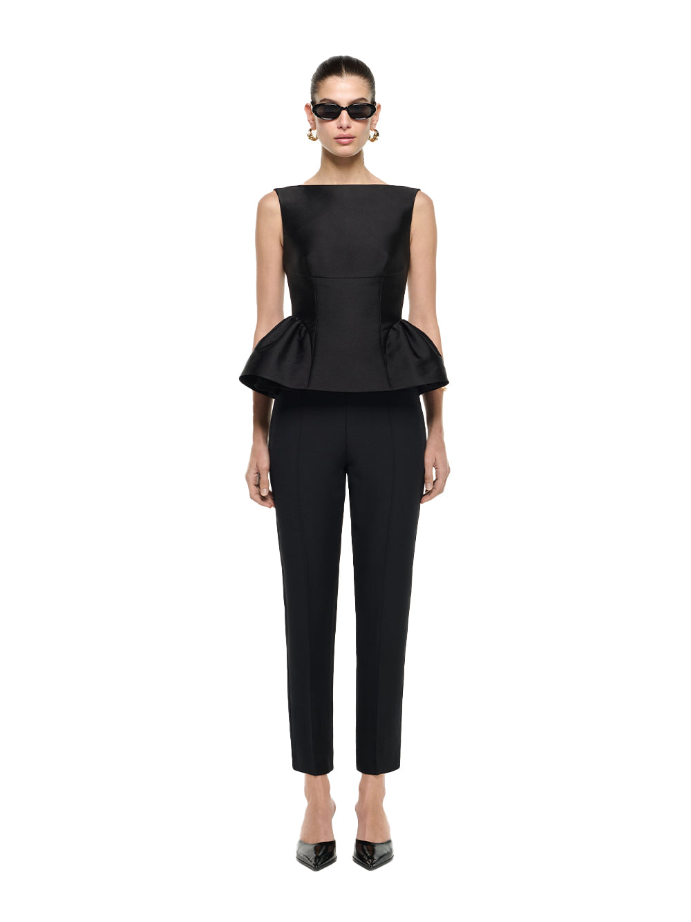 Wool Crepe Cropped Trouser Black