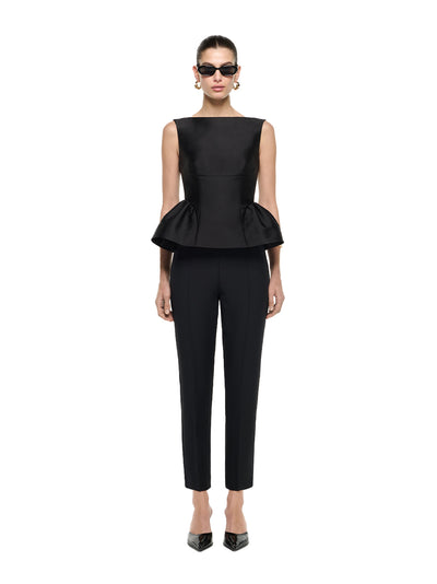 Wool Crepe Cropped Trouser Black