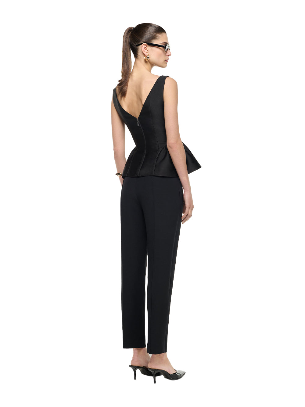 Wool Crepe Cropped Trouser Black