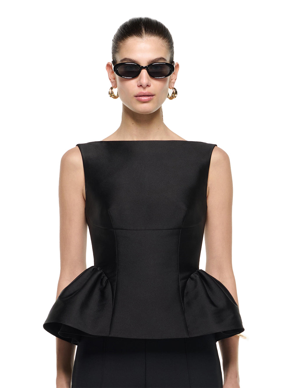 Wool Crepe Cropped Trouser Black