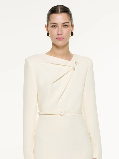 Long Sleeve Heavy Cady Midi Dreshort Sleeve With Pearl Cream