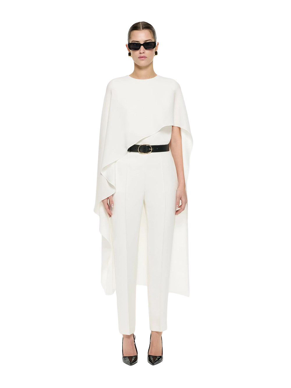 Satin Crepe Cape Top White