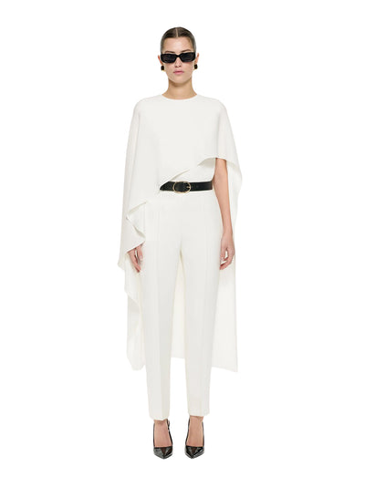 Satin Crepe Cape Top White