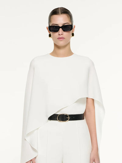Satin Crepe Cape Top White