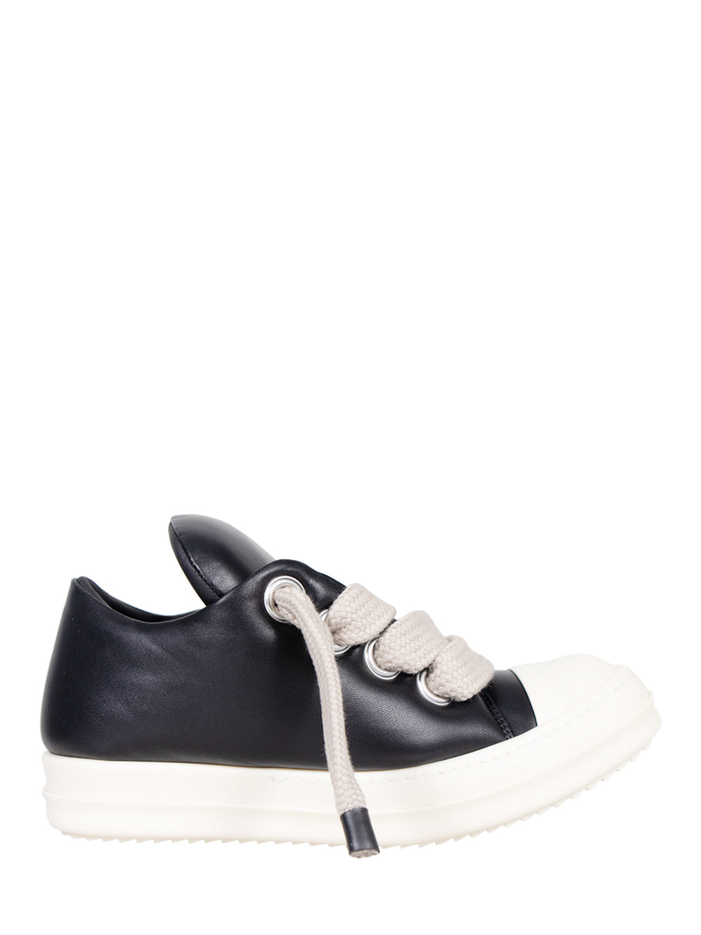 Rick Owens Women Jumbo Laced Padded Low Sneakers Black/Milk/Milk