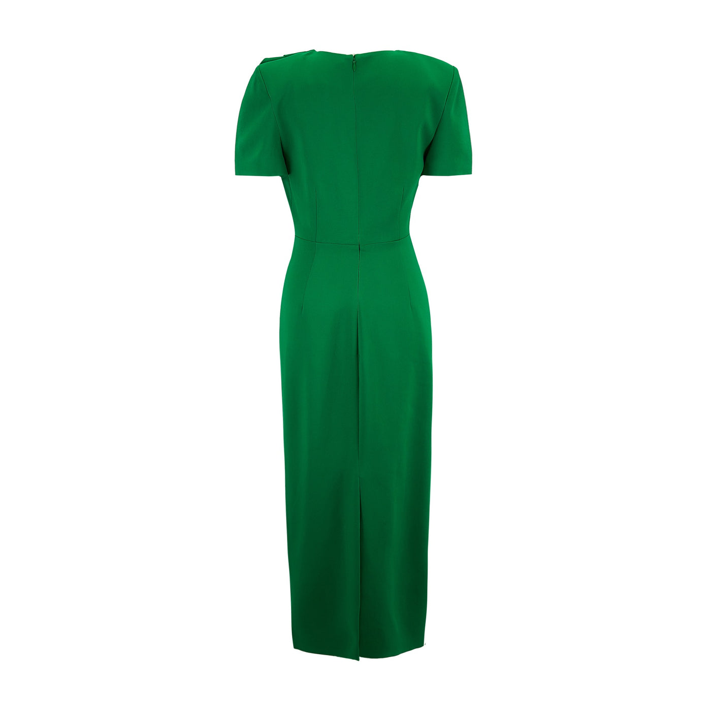 Short Sleeve Stretch Cady Midi Dress (Green)