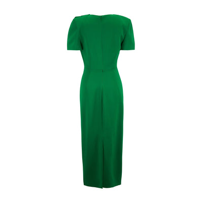 Short Sleeve Stretch Cady Midi Dress (Green)