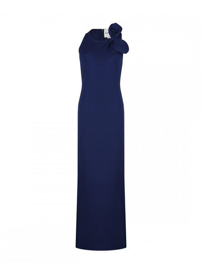 Flat Knit Bow Max Dress (Navy)