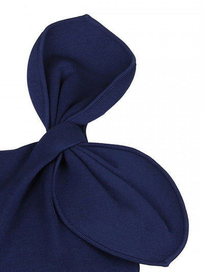 Flat Knit Bow Max Dress (Navy)